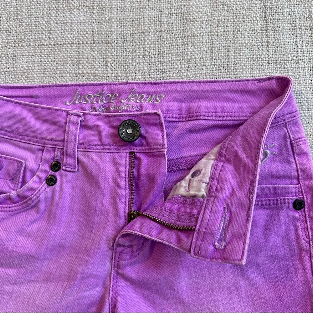 2-pair JUSTICE & ARIZONA Jeans Lilac Shine Bright Straight Stretch Girl 12 SLIM